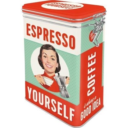 Clip blik met daarop de tekst: espresso yourself