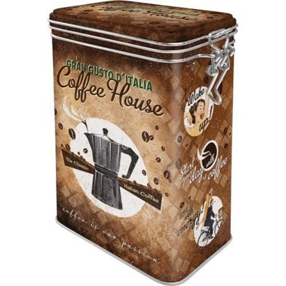 Clip blik met daarop de tekst: Coffee house.