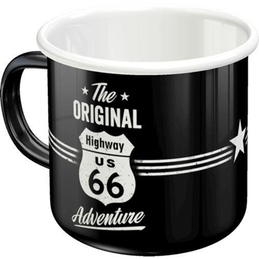 Enamel mok met de tekst The original highway us 66.