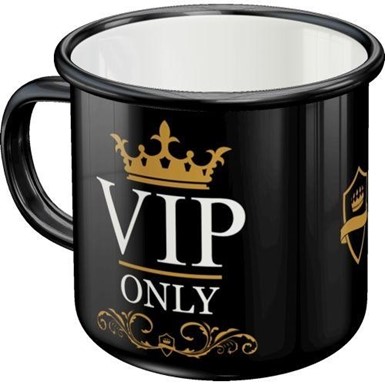 Enamel mok met daarop de tekst: VIP only.